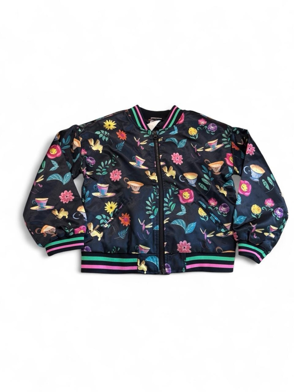 Disney Ily 4EVER Alice in Wonderland Mad Tea Party Bomber Jacket